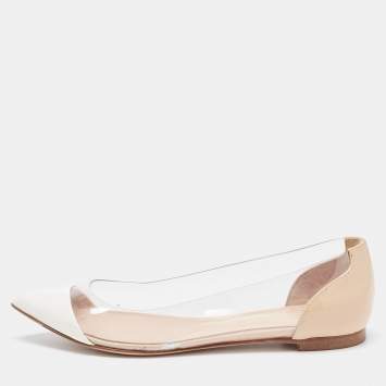 Pre Owned Gianvito Rossi Tricolor Patent and PVC Ballet Flats Size 35