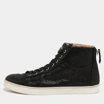 Pre Owned Gianvito Rossi Black Textured Suede High Top Sneakers Size 40