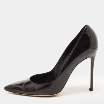 Pre Owned Gianvito Rossi Black Patent Leather Pointed Toe Pumps Size 40