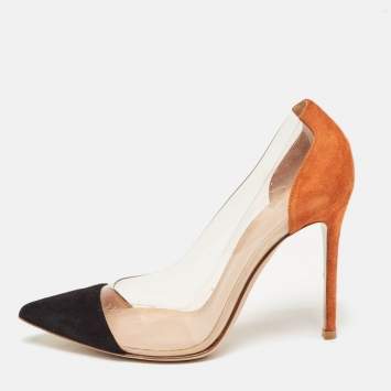 Pre Owned Gianvito Rossi Multicolor PVC and Suede Plexi Pumps Size 37