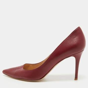 Pre Owned Gianvito Rossi Burgundy Leather Pointed Toe Pumps Size 40