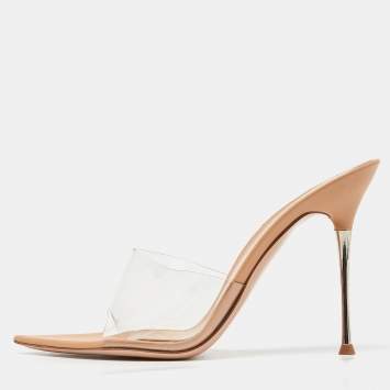 Pre Owned Gianvito Rossi Transparent PVC Open Toe Mules Size 38