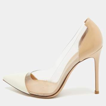 Pre Owned Gianvito Rossi Tricolor Leather and PVC Plexi Pumps Size 37