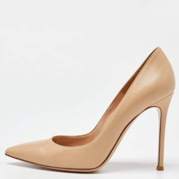 Pre Owned Gianvito Rossi Beige Leather Gianvito 105 Pumps Size 39.5
