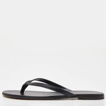 Pre Owned Gianvito Rossi Black Leather Thong Flats Slides Size 36