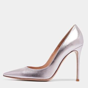 Pre Owned Gianvito Rossi Metallic Purple Leather Gianvito Pumps Size 39