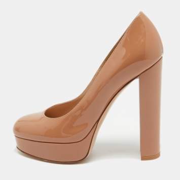 Pre Owned Gianvito Rossi Beige Patent Leather Penelope Pumps Size 36