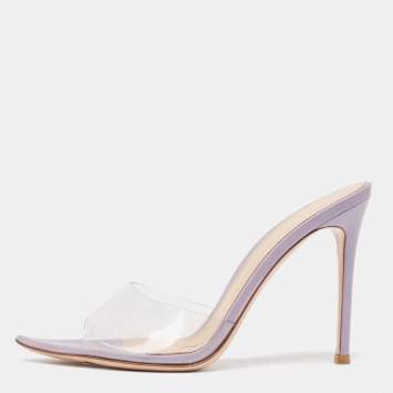 Pre Owned Gianvito Rossi Purple PVC and Leather Elle Slide Sandals Size 37