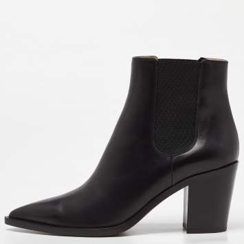 Pre Owned Gianvito Rossi Black Leather Ankle Boots Size 41