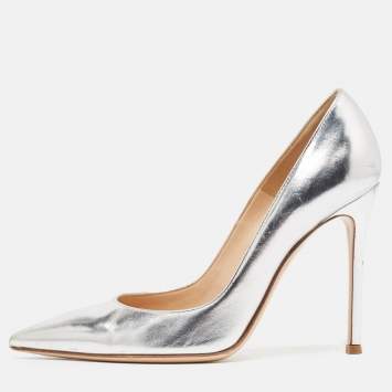 Pre Owned Gianvito Rossi Silver Leather Gianvito Pumps Size 37