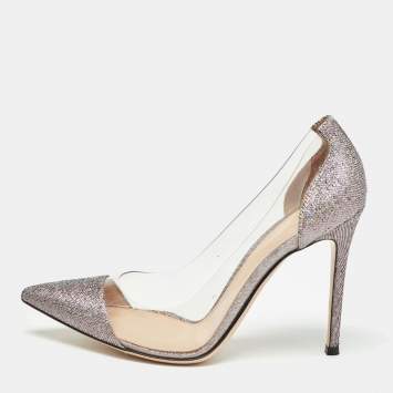 Pre Owned Gianvito Rossi Metallic Leather and PVC Plexi  Pumps Size 38.5