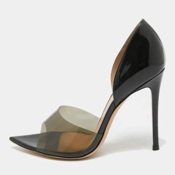 Pre Owned Gianvito Rossi Black PVC and Patent Bree Pumps Size 39