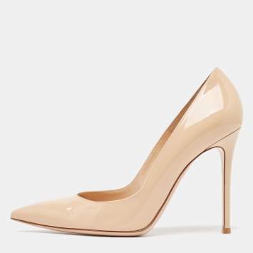 Pre Owned Gianvito Rossi Beige Patent Leather Gianvito Pumps Size 40