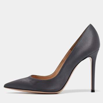 Pre Owned Gianvito Rossi Grey Satin Gianvito Pumps Size 38.5