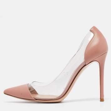 Pre Owned Gianvito Rossi Pink Leather and PVC Plexi Pumps Size 38