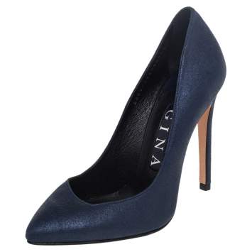 Pre Owned Gina Navy Blue Suede Pumps Size 36