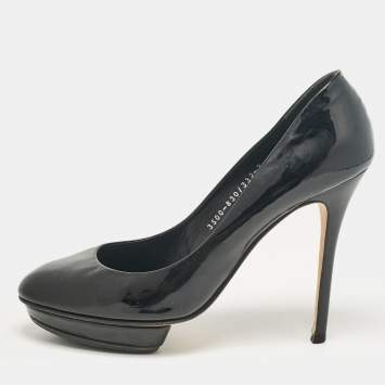 Pre Owned Gina Black Patent Leather Platform Pumps Size 40