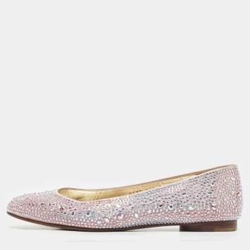 Gina Purple Satin Crystal Embellished Ballet Flats Size 39.5