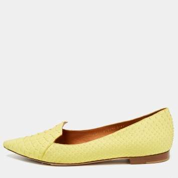 مملوكة مسبقًا Gina Size 41 Yellow Python Leather Ballet Flats