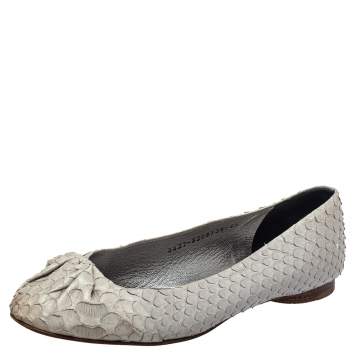 Pre Owned Gina Grey Python Leather Ballet Elle Flats Size 38.5