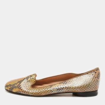 Pre Owned Gina Multicolor Python Smoking Slippers Size 39