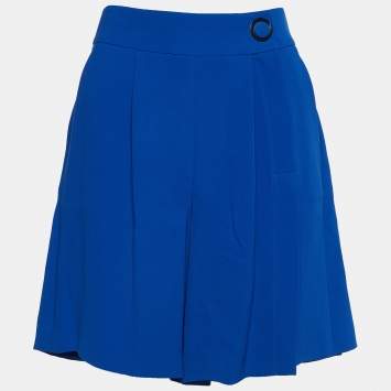 Pre Owned Giorgio Armani Royal Blue Silk Skort Waist: 27"