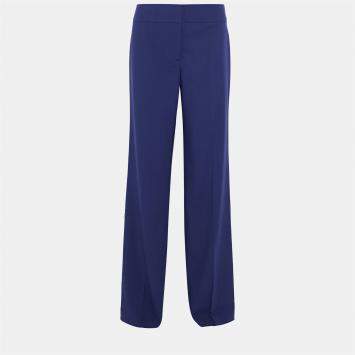 Pre Owned Giorgio Armani Blue Wool Wide-Leg Pants M (IT 42)