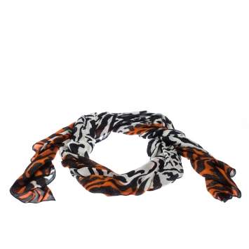 Pre Owned Giorgio Armani Multicolor Zebra Pattern Silk Scarf