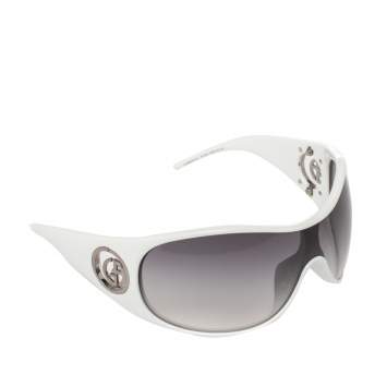 Pre Owned Giorgio Armani Silver/White GA340/S Shield Sunglasses