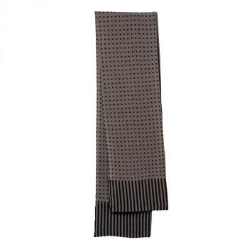 Pre Owned Giorgio Armani Le Collezioni Polka Dot & Striped Silk Blend Reversible Scarf