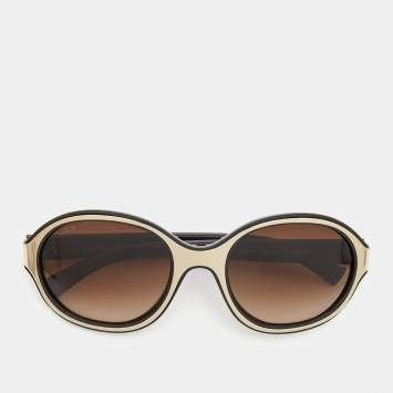 Pre Owned Giorgio Armani Black Gold/Brown Gradient AR8015 Oval Sunglasses