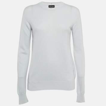 Pre Owned Giorgio Armani Blue Cashmere Knit Long Sleeve Sweater S