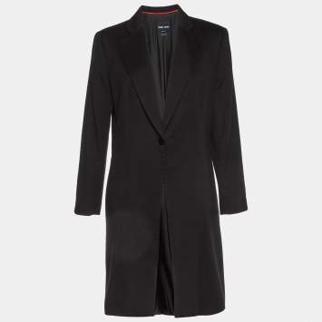 Pre Owned Giorgio Armani Black Cashmere Single Breasted Coat L