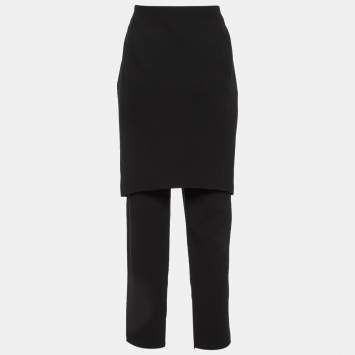 Pre Owned Giorgio Armani Black Crepe Trousers L