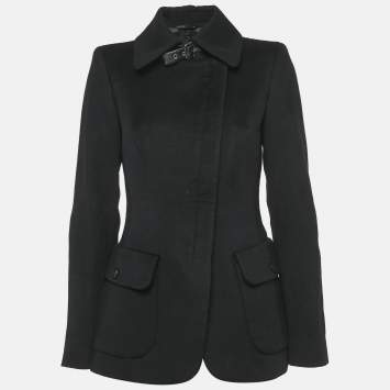 Pre Owned Giorgio Armani Black Cashmere Zip-Up Jacket S