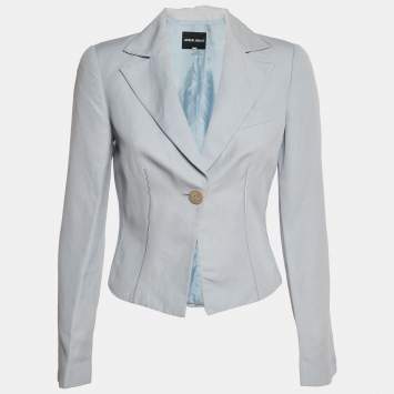 Giorgio Armani Light Blue Linen and Cotton Blazer S