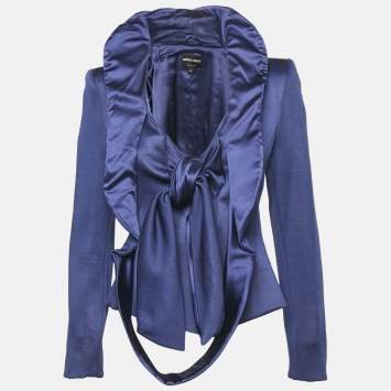 Giorgio Armani Blue Crepe Tie-Up Blazer M