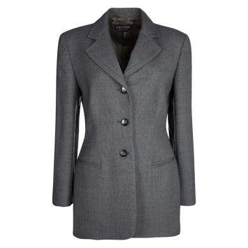 Pre Owned Giorgio Armani Vintage Grey Wool Blend Blazer L