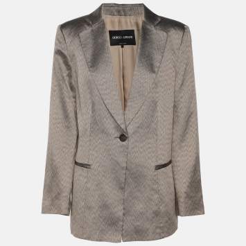 Pre Owned Giorgio Armani Beige Jacquard Single Breasted Blazer M