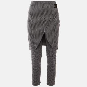 مملوكة مسبقًا Giorgio Armani Blue geometric Patterned Stretch Crepe Overlay Pants S