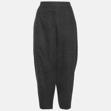 مملوكة مسبقًا بنطلون جورجيو أرماني صوف رمادي برميل مقاس كبير جدًا - إكسترا لارج