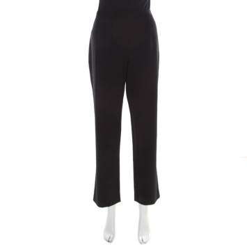 Pre Owned Giorgio Armani Black Knit Straight Fit Trousers L