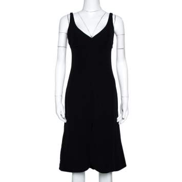 Pre Owned Giorgio Armani Black Silk Sleeveless A Line Dress S
