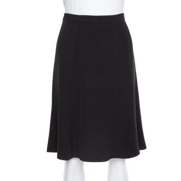 Pre Owned Giorgio Armani Black Crepe A Line Short Skirt M