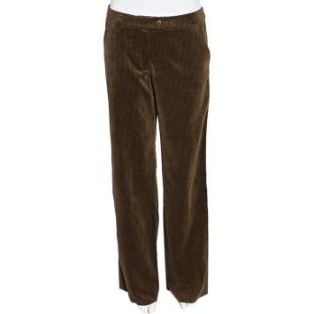 Pre Owned Giorgio Armani Brown Corduroy Wide Leg Pants M