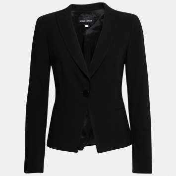 Pre Owned Giorgio Armani Black Wool Single Breasted Blazer S