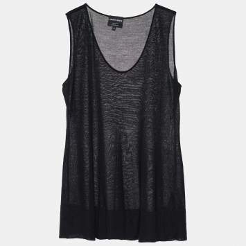 Pre Owned Giorgio Armani Black Cashmere Sleeveless Top S