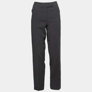 Pre Owned Giorgio Armani Charcoal Grey Wool Trousers L