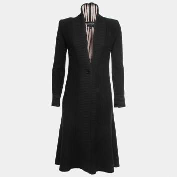 Pre Owned Giorgio Armani Black Knit Button Front Long Cardigan S