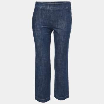 Pre Owned Giorgio Armani Blue Dark Wash Denim Wide Leg Jeans M / Waist 30"